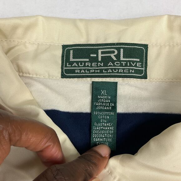 Lauren Ralph Lauren Polo Shirt Striped Short Sleeve Performance Slim Fit Top XL - Picture 4 of 10